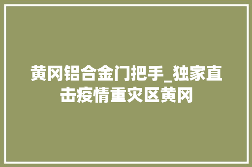 黄冈铝合金门把手_独家直击疫情重灾区黄冈