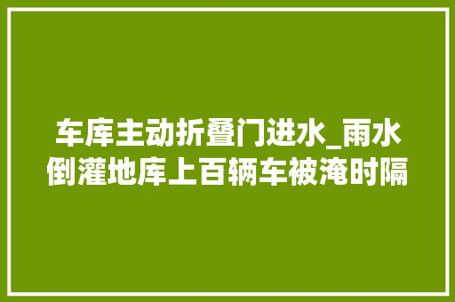 车库主动折叠门进水_雨水倒灌地库上百辆车被淹时隔半月业主仍索赔无门