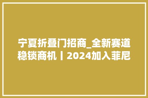 宁夏折叠门招商_全新赛道稳锁商机丨2024加入菲尼斯吧