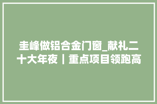 圭峰做铝合金门窗_献礼二十大年夜｜重点项目领跑高质量成长加速