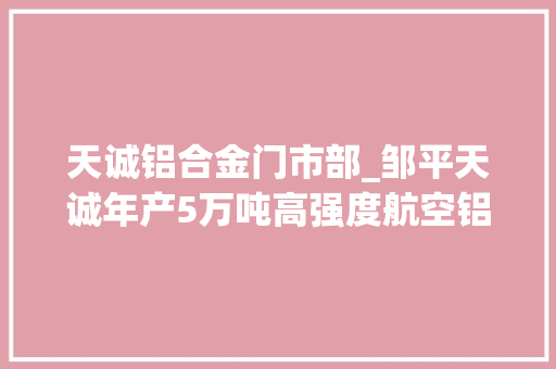 天诚铝合金门市部_邹平天诚年产5万吨高强度航空铝材项目进展顺利