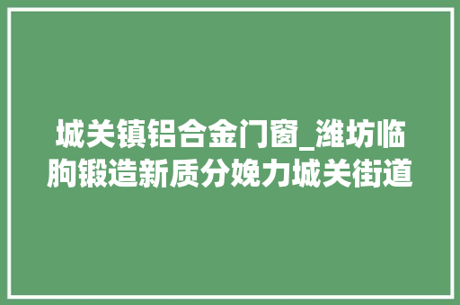 城关镇铝合金门窗_潍坊临朐锻造新质分娩力城关街道立异活力持续迸发