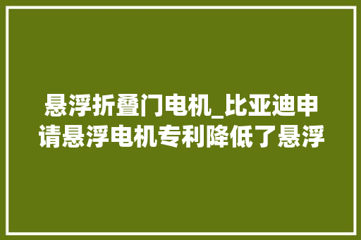 悬浮折叠门电机_比亚迪申请悬浮电机专利降低了悬浮电机的能耗
