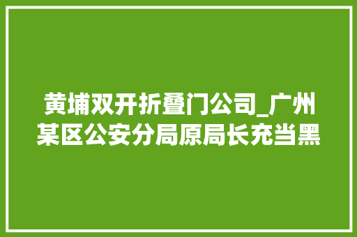 黄埔双开折叠门公司_广州某区公安分局原局长充当黑社会保护伞被查