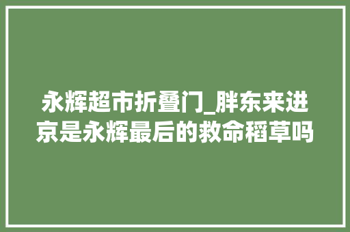 永辉超市折叠门_胖东来进京是永辉最后的救命稻草吗