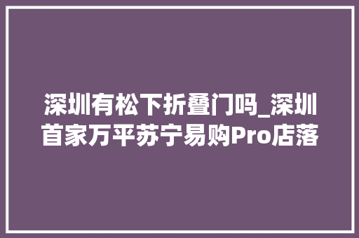 深圳有松下折叠门吗_深圳首家万平苏宁易购Pro店落地龙华