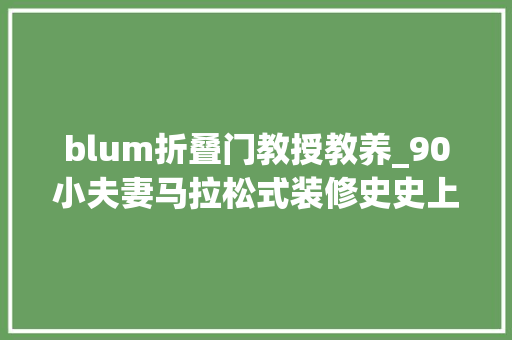 blum折叠门教授教养_90小夫妻马拉松式装修史史上最全装修过程宝典看懂再装修