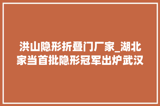 洪山隐形折叠门厂家_湖北家当首批隐形冠军出炉武汉洪山区3家企业上榜