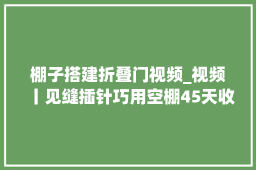 棚子搭建折叠门视频_视频丨见缝插针巧用空棚45天收入达50万