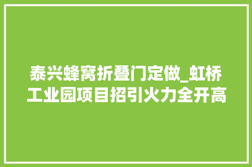 泰兴蜂窝折叠门定做_虹桥工业园项目招引火力全开高质量成长蓝图变实景