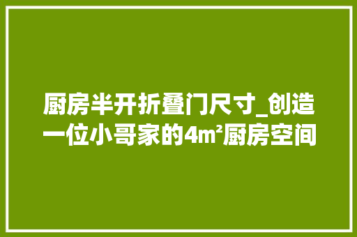 厨房半开折叠门尺寸_创造一位小哥家的4㎡厨房空间尺寸狭窄逼仄实用性却太强了