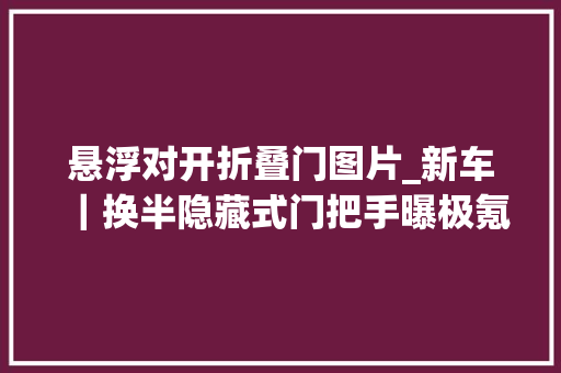 悬浮对开折叠门图片_新车｜换半隐藏式门把手曝极氪MIX最新官图或今年下半年上市 滑动门