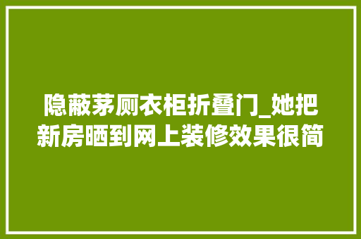 隐蔽茅厕衣柜折叠门_她把新房晒到网上装修效果很简洁却因衣柜里面装厕所火了