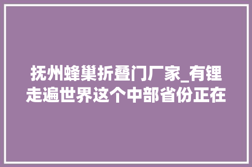 抚州蜂巢折叠门厂家_有锂走遍世界这个中部省份正在强劲崛起新京智库