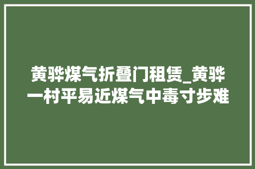 黄骅煤气折叠门租赁_黄骅一村平易近煤气中毒寸步难移千钧一发之际他拨通了村委会副主任电话