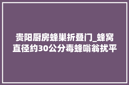 贵阳厨房蜂巢折叠门_蜂窝直径约30公分毒蜂嗡翁扰平易近思南消防成功摘除