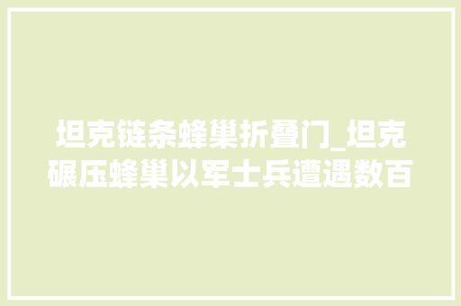 坦克链条蜂巢折叠门_坦克碾压蜂巢以军士兵遭遇数百只黄蜂围攻被蛰之后一些人产生过