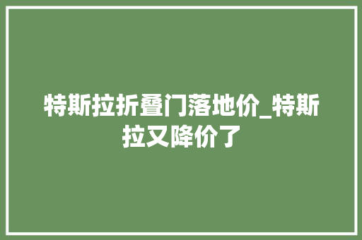 特斯拉折叠门落地价_特斯拉又降价了