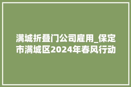 满城折叠门公司雇用_保定市满城区2024年春风行动大年夜型招聘会成功举办