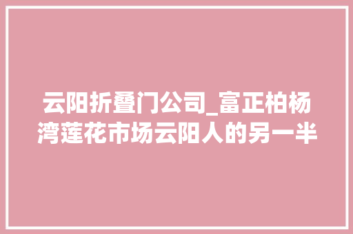 云阳折叠门公司_富正柏杨湾莲花市场云阳人的另一半江湖