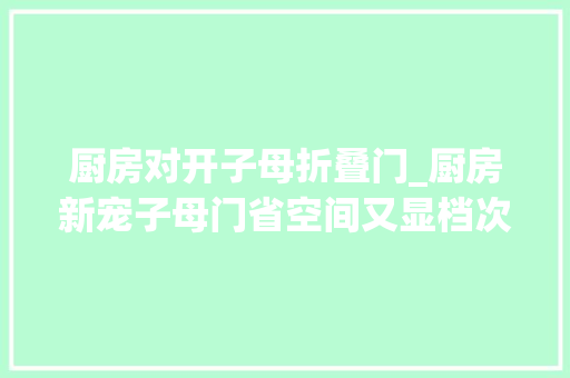 厨房对开子母折叠门_厨房新宠子母门省空间又显档次聪明人早已静静换上了