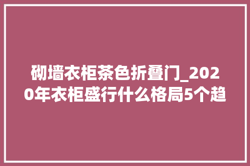 砌墙衣柜茶色折叠门_2020年衣柜盛行什么格局5个趋势提前看颜值高又好用