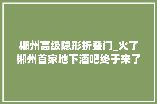 郴州高级隐形折叠门_火了郴州首家地下酒吧终于来了你可能连门都找不到