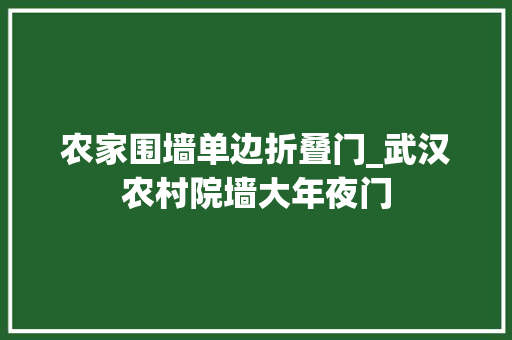 农家围墙单边折叠门_武汉农村院墙大年夜门