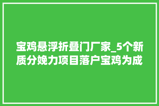 宝鸡悬浮折叠门厂家_5个新质分娩力项目落户宝鸡为成长注入新活力