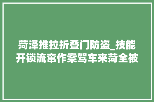 菏泽推拉折叠门防盗_技能开锁流窜作案驾车来菏全被法办