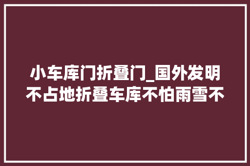小车库门折叠门_国外发明不占地折叠车库不怕雨雪不怕剐蹭我国有望引进吗