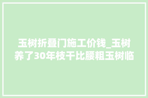 玉树折叠门施工价钱_玉树养了30年枝干比腰粗玉树临风老盆景价值好几万