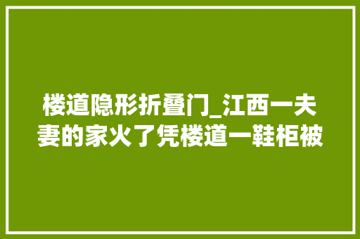 楼道隐形折叠门_江西一夫妻的家火了凭楼道一鞋柜被无数人模仿忍不住晒晒