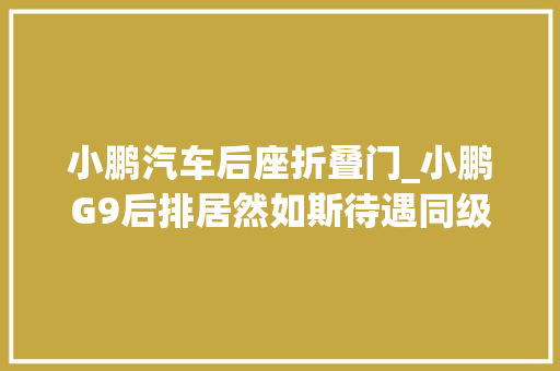 小鹏汽车后座折叠门_小鹏G9后排居然如斯待遇同级别可选这么多