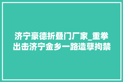 济宁豪德折叠门厂家_重拳出击济宁金乡一路造孽拘禁牵出一个套路贷犯罪集团