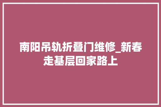 南阳吊轨折叠门维修_新春走基层回家路上
