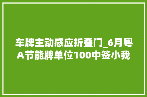 车牌主动感应折叠门_6月粤A节能牌单位100中签小我高达377原来有这么多节能车可买