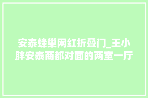安泰蜂巢网红折叠门_王小胖安泰商都对面的两室一厅