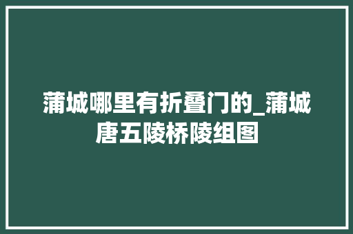 蒲城哪里有折叠门的_蒲城唐五陵桥陵组图
