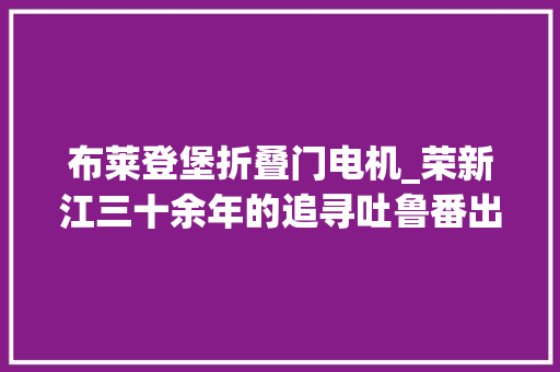 布莱登堡折叠门电机_荣新江三十余年的追寻吐鲁番出土文献散录编纂感言