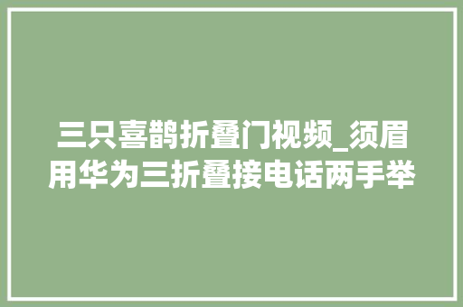 三只喜鹊折叠门视频_须眉用华为三折叠接电话两手举半天都听不清说啥评论区掉守