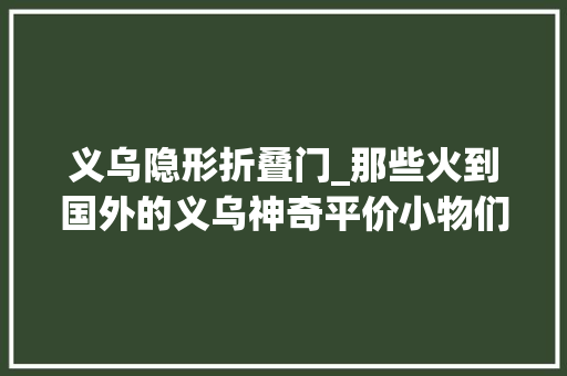 义乌隐形折叠门_那些火到国外的义乌神奇平价小物们