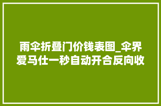 雨伞折叠门价钱表图_伞界爱马仕一秒自动开合反向收伞设计89元让友商很难熬苦楚