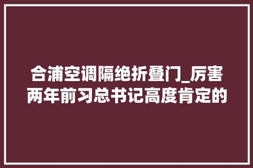 合浦空调隔绝折叠门_厉害两年前习总书记高度肯定的它今天又玩出新花样