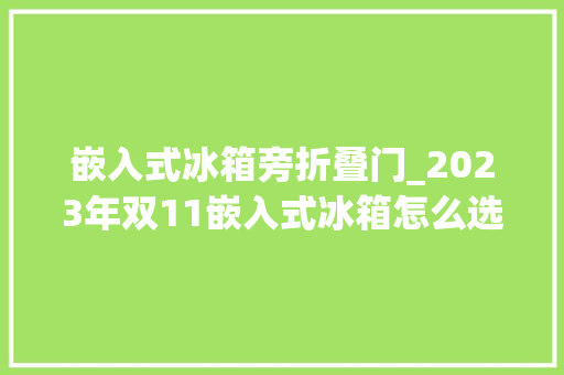 嵌入式冰箱旁折叠门_2023年双11嵌入式冰箱怎么选认准这款准没错