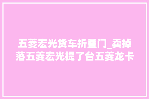 五菱宏光货车折叠门_卖掉落五菱宏光提了台五菱龙卡可拉货可迁居货箱3米8赚钱养家