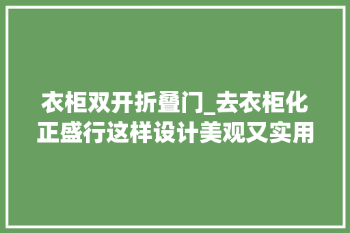 衣柜双开折叠门_去衣柜化正盛行这样设计美观又实用不做一个太可惜了