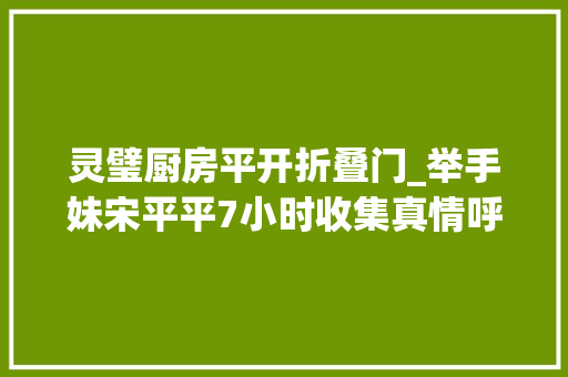 灵璧厨房平开折叠门_举手妹宋平平7小时收集真情呼唤唤回走失落白叟