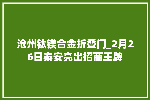 沧州钛镁合金折叠门_2月26日泰安亮出招商王牌