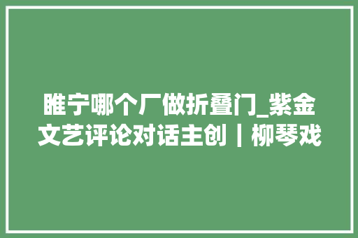 睢宁哪个厂做折叠门_紫金文艺评论对话主创｜柳琴戏杜长胜再现信义老爹动听形象